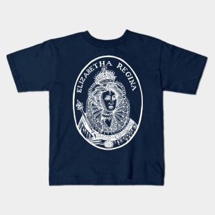 Woodcut Portrait of Queen Elizabeth I Kids T-Shirt